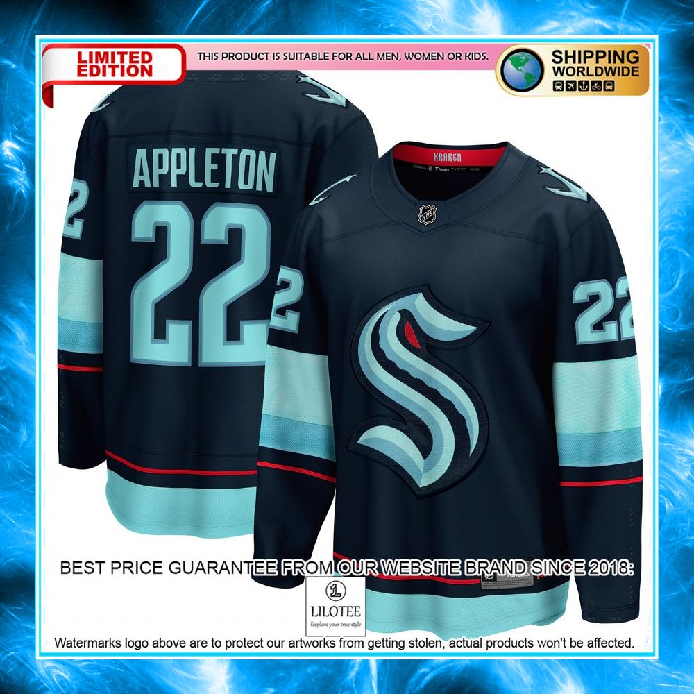 mason appleton seattle kraken deep sea blue hockey jersey 1 764