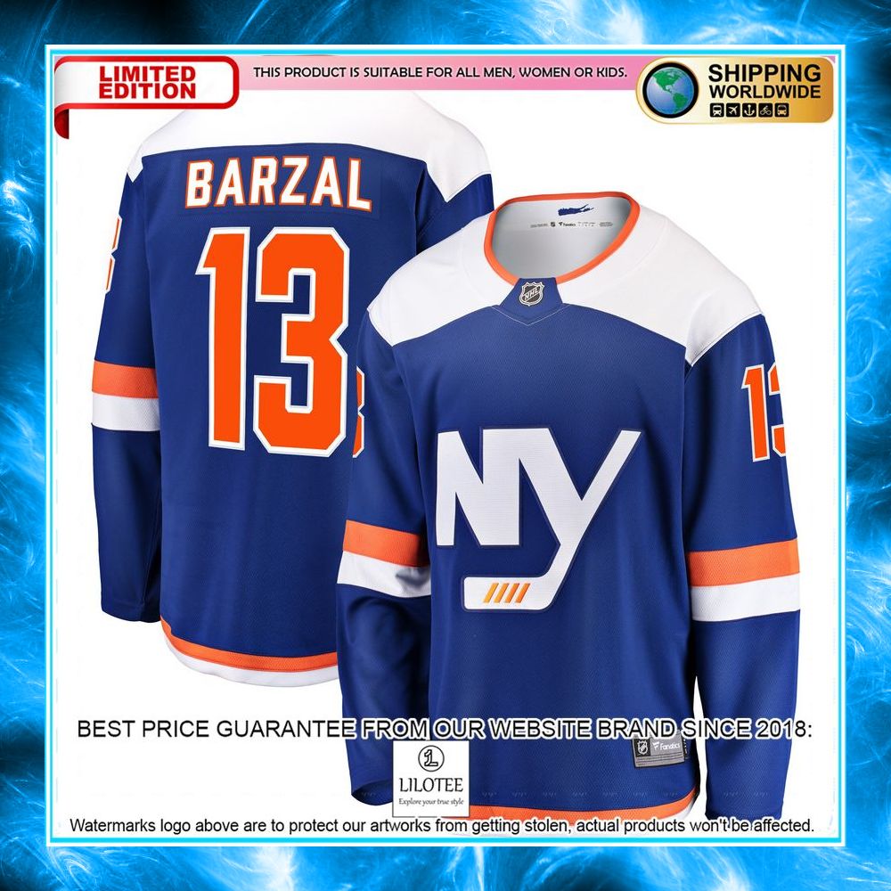 mathew barzal new york islanders alternate blue hockey jersey 1 412