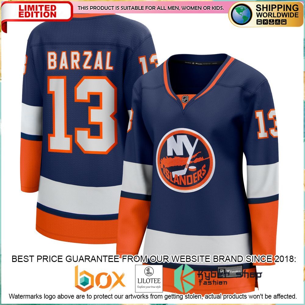 mathew barzal new york islanders womens 2020 21 special edition breakaway orange hockey jersey 1 70