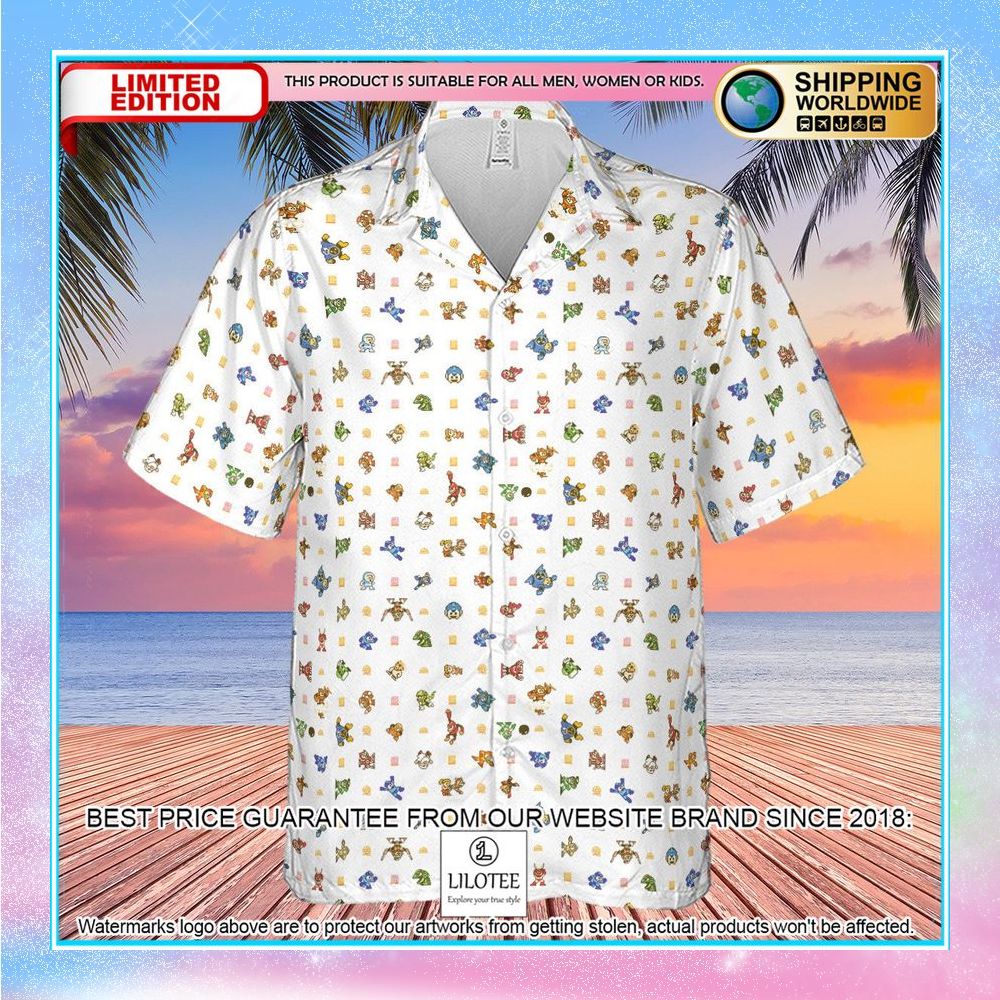 mega man pattern hawaiian shirt 2 663