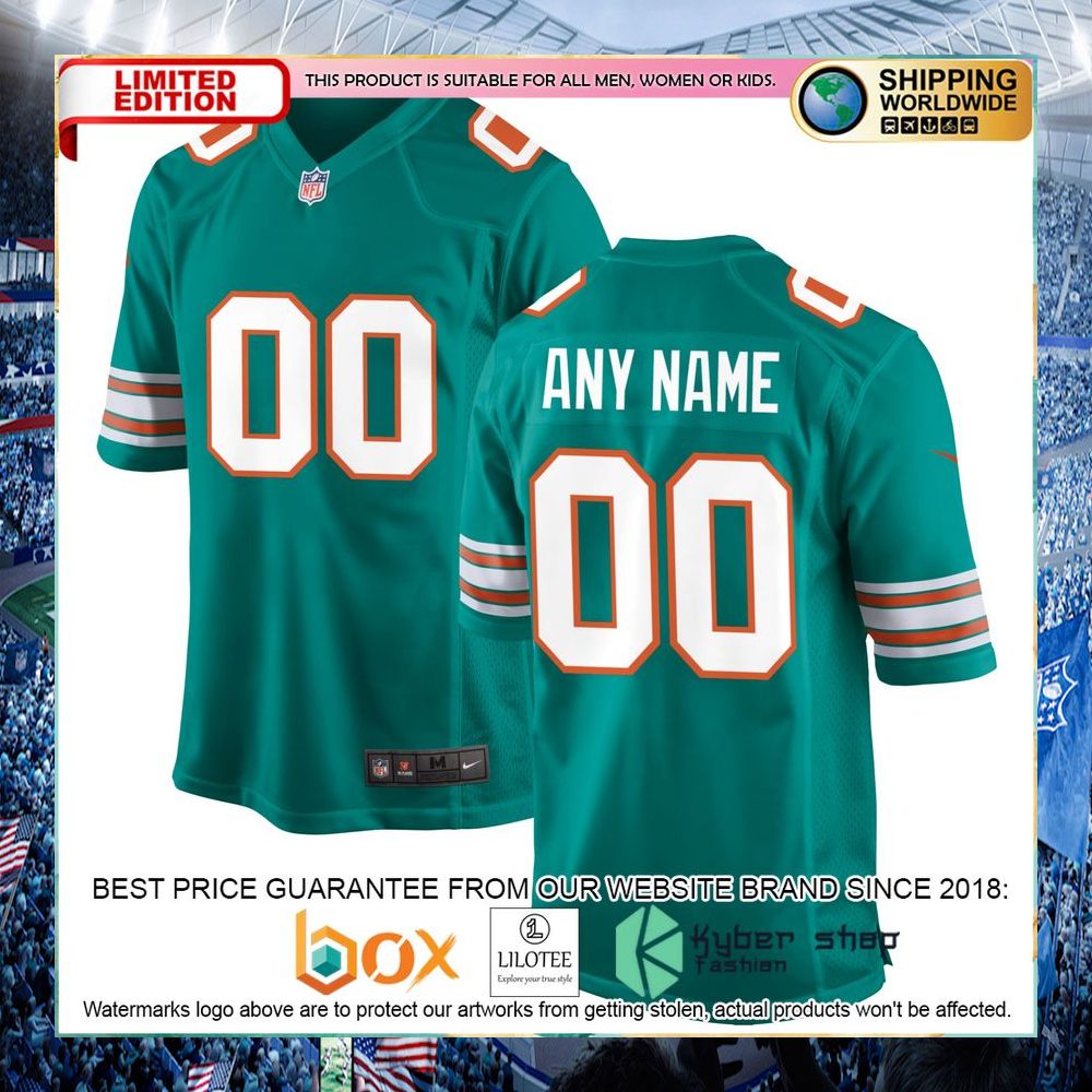 Miami Dolphins Nike Alternate Custom Aqua Football Jersey - LIMITED EDITION 8 miami dolphins nike alternate custom aqua football jersey 4 571