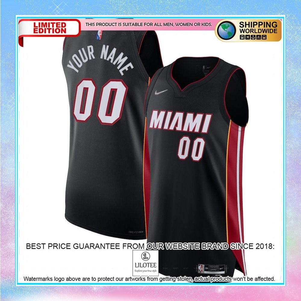 miami heat nike 2021 22 diamond custom black basketball jersey 1 559