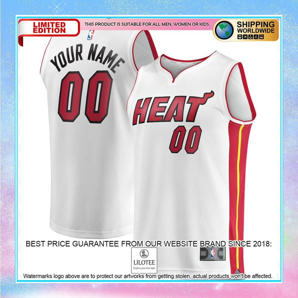miami heat youth custom white basketball jersey 1 603