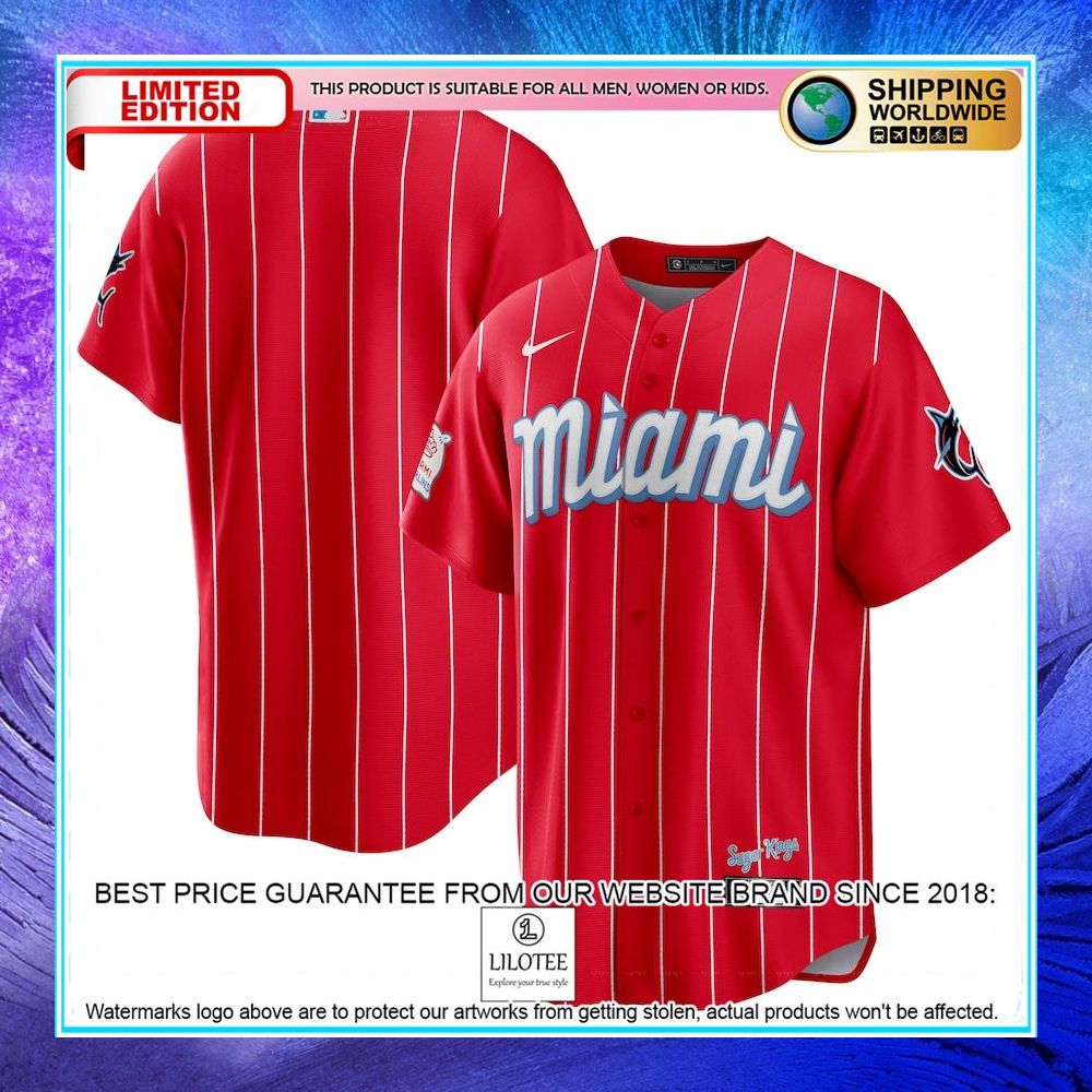 miami marlins nike city connect red baseball jersey 1 498