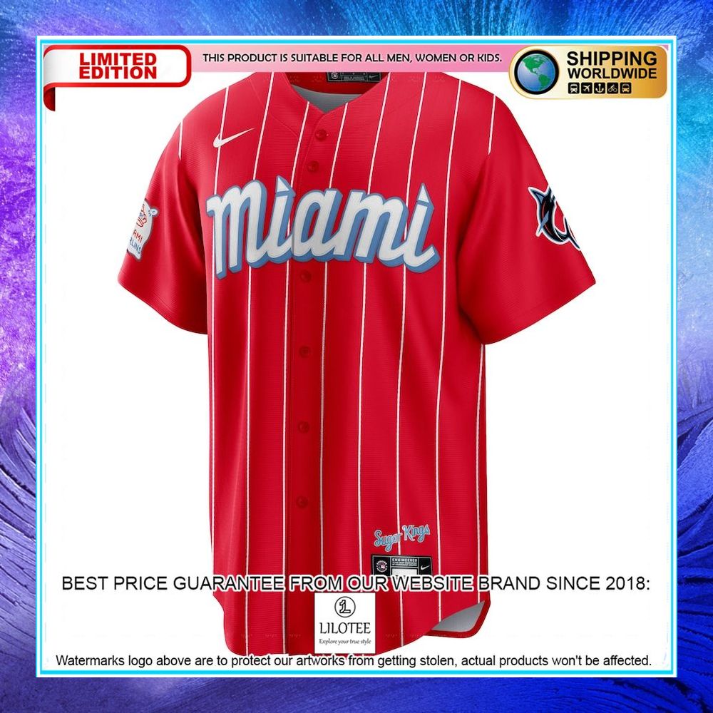 miami marlins nike city connect red baseball jersey 2 298