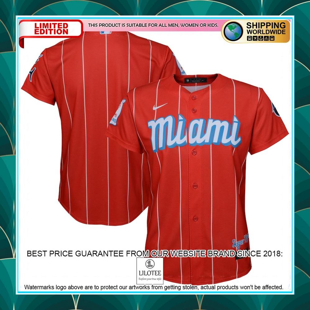 miami marlins nike youth city connect red baseball jersey 1 835