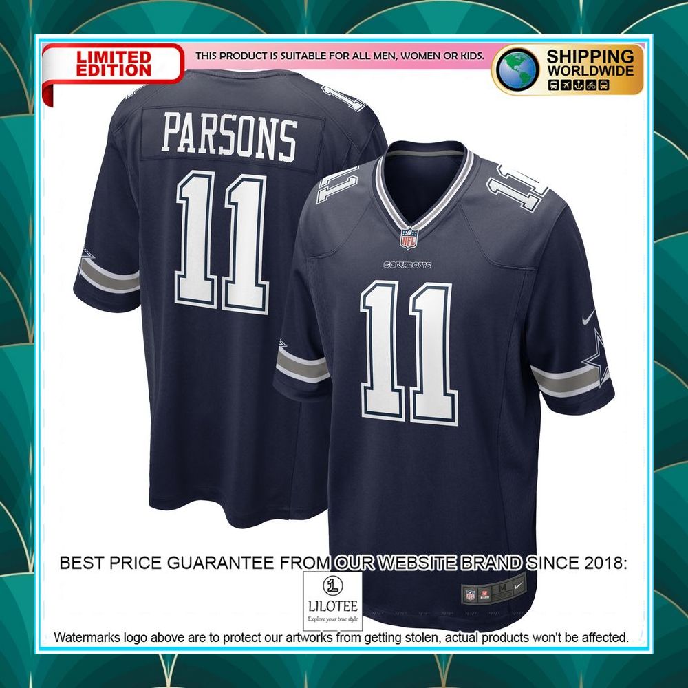 micah parsons dallas cowboys 2021 nfl draft first round pick navy football jersey 1 77