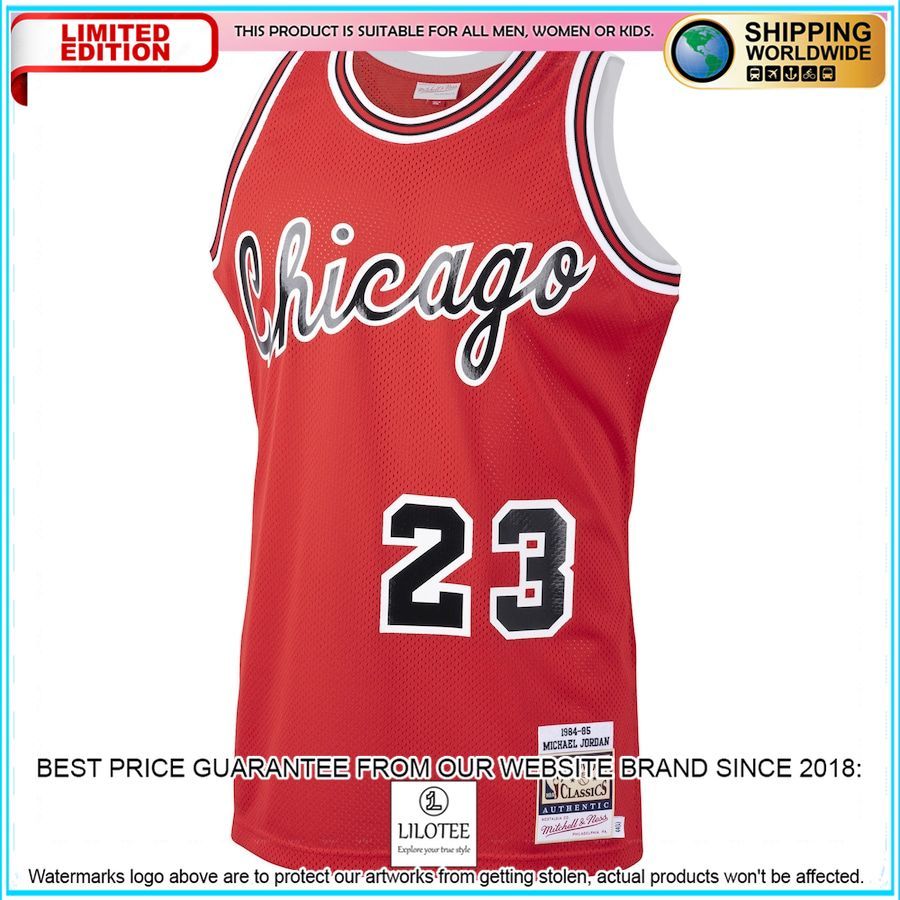 michael jordan chicago bulls mitchell ness 1984 85 hardwood classics rookie authentic red basketball jersey 2 876