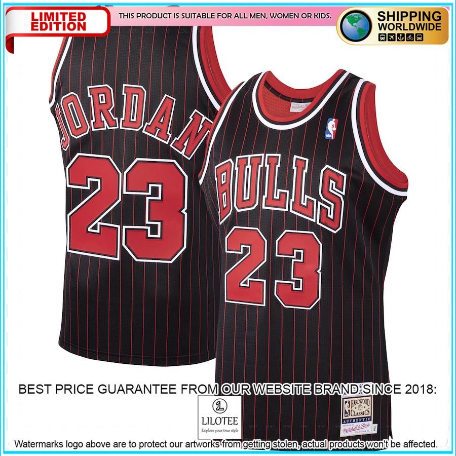 michael jordan chicago bulls mitchell ness hardwood classics 1995 96 authentic black basketball jersey 1 94