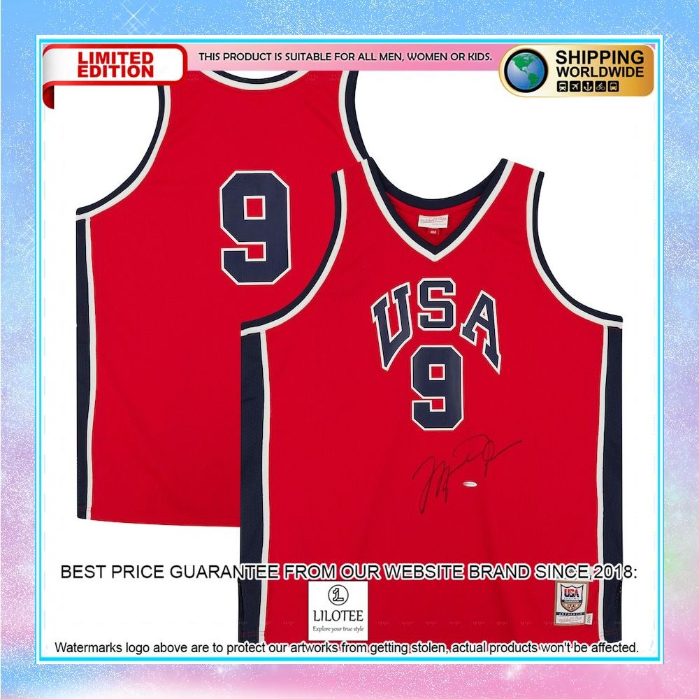 michael jordan chicago bulls team usa 1984 red basketball jersey 1 969