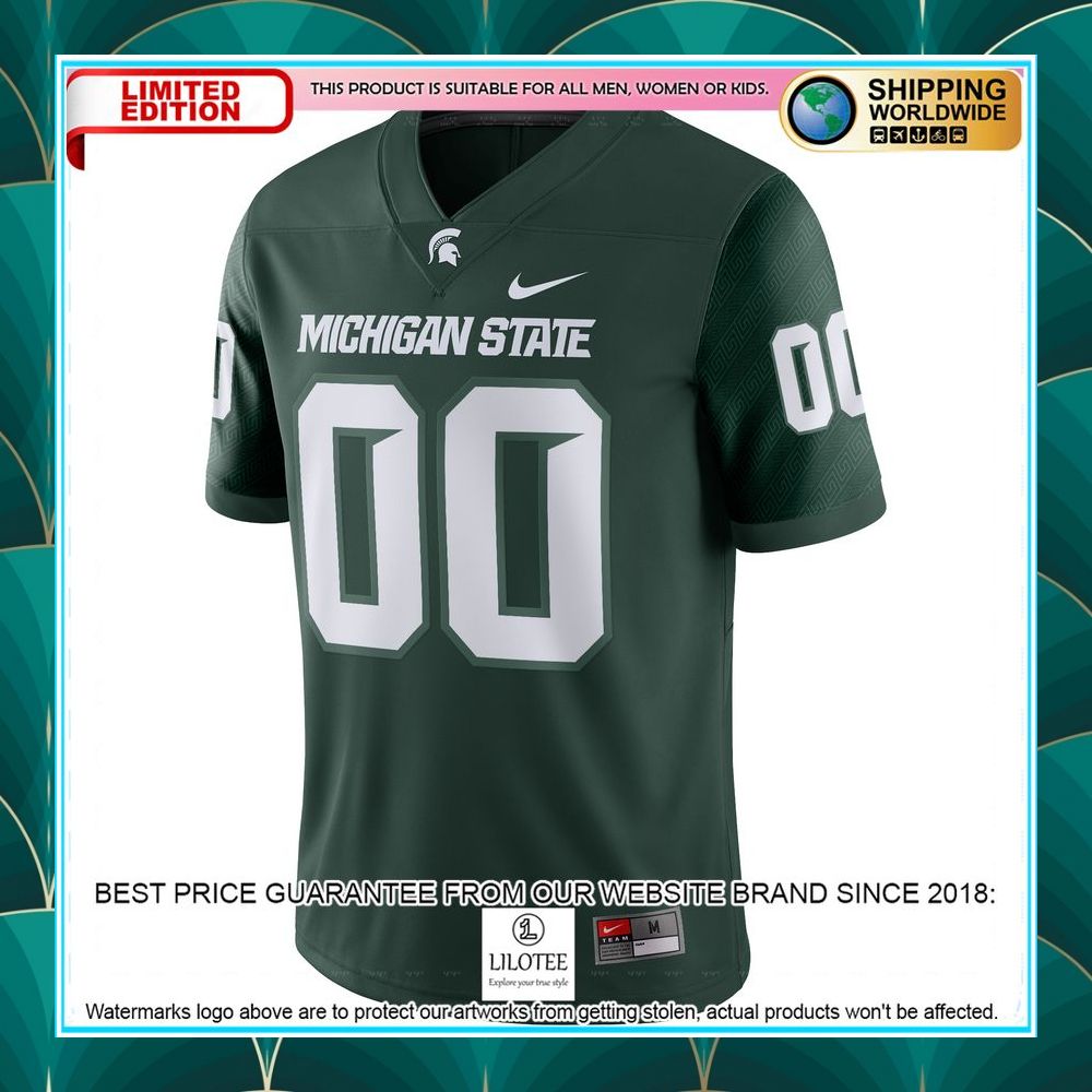 michigan state spartans nike custom nil green football jersey 2 84