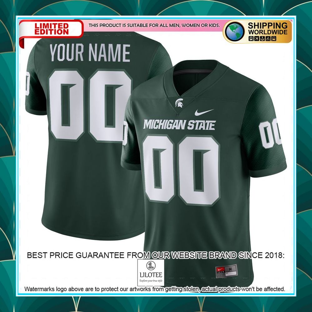 michigan state spartans nike game custom green football jersey 1 217