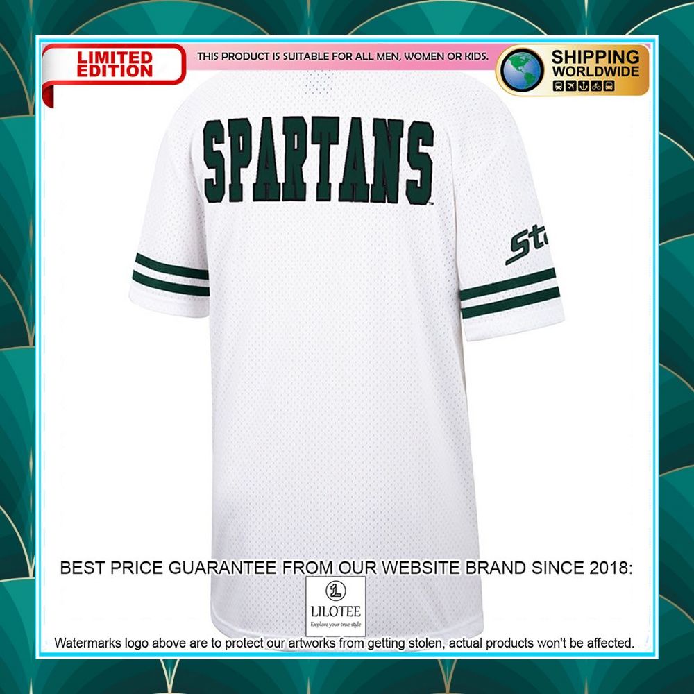 michigan state spartans white green baseball jersey 3 748