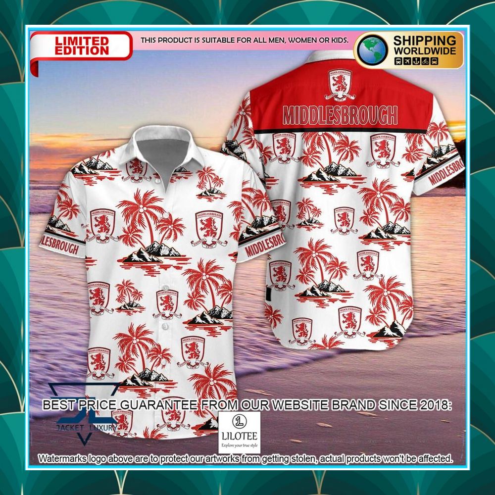 middlesbrough f c palm tree hawaiian shirt shorts 1 994
