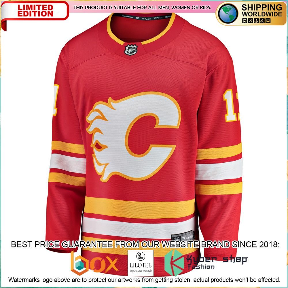 mikael backlund calgary flames red hockey jersey 2 516