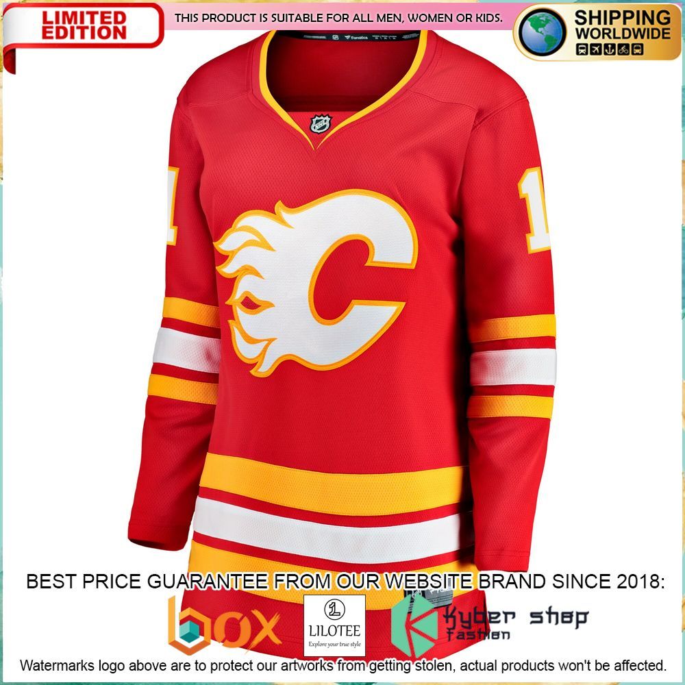 mikael backlund calgary flames womens red hockey jersey 2 137