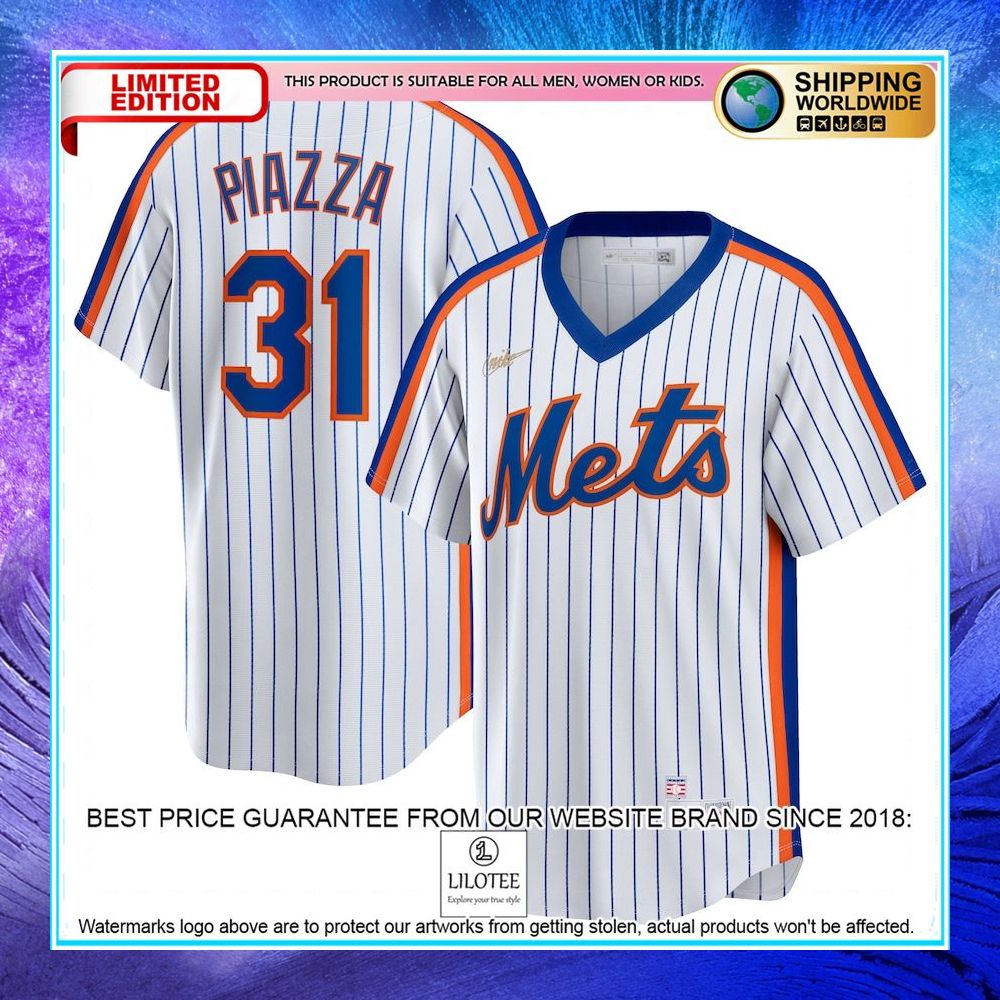 mike piazza new york mets nike home cooperstown collection player white baseball jersey 1 999