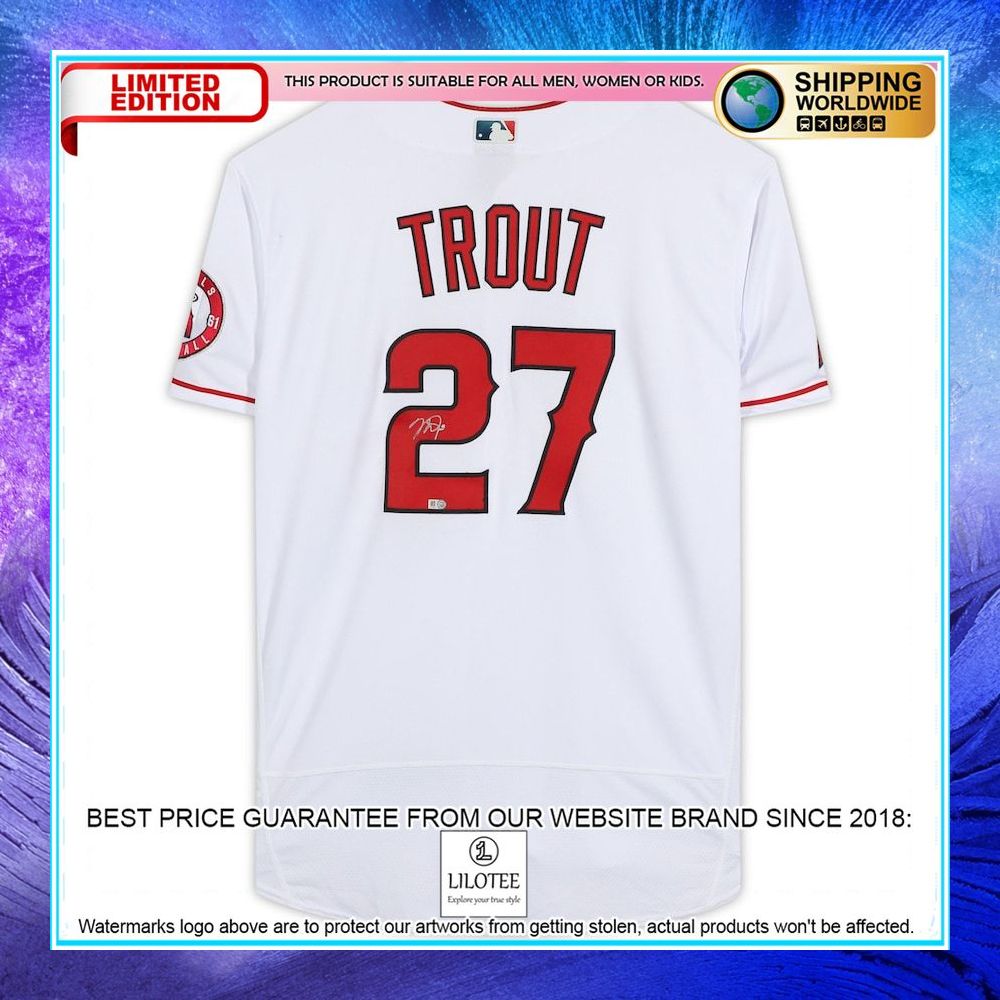 mike trout los angeles angels autographed white nike baseball jersey 2 271