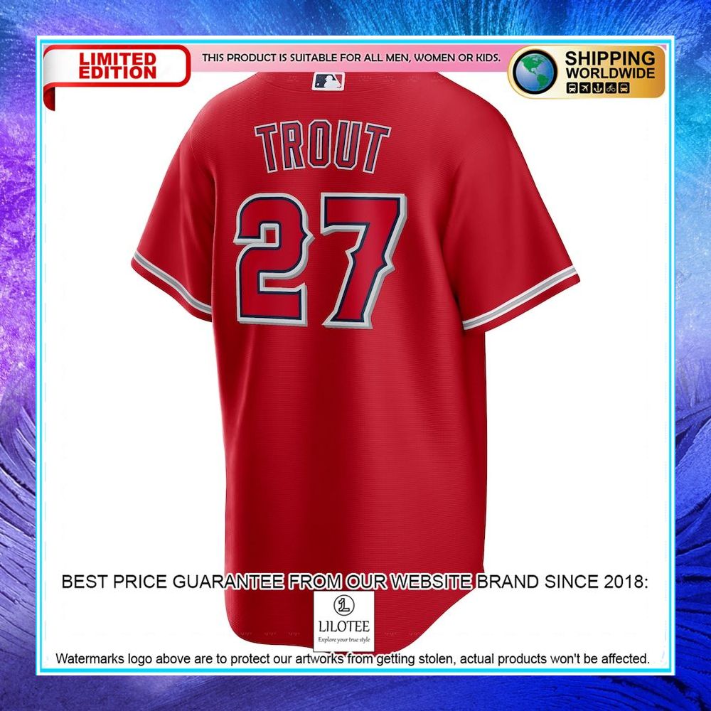 Mike Trout Los Angeles Angels Alternate Player Name Red Baseball Jersey - LIMITED EDITION 3 mike trout los angeles angels nike alternate player name red baseball jersey 3 518