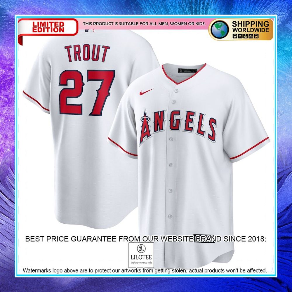 mike trout los angeles angels nike home player name white baseball jersey 1 213