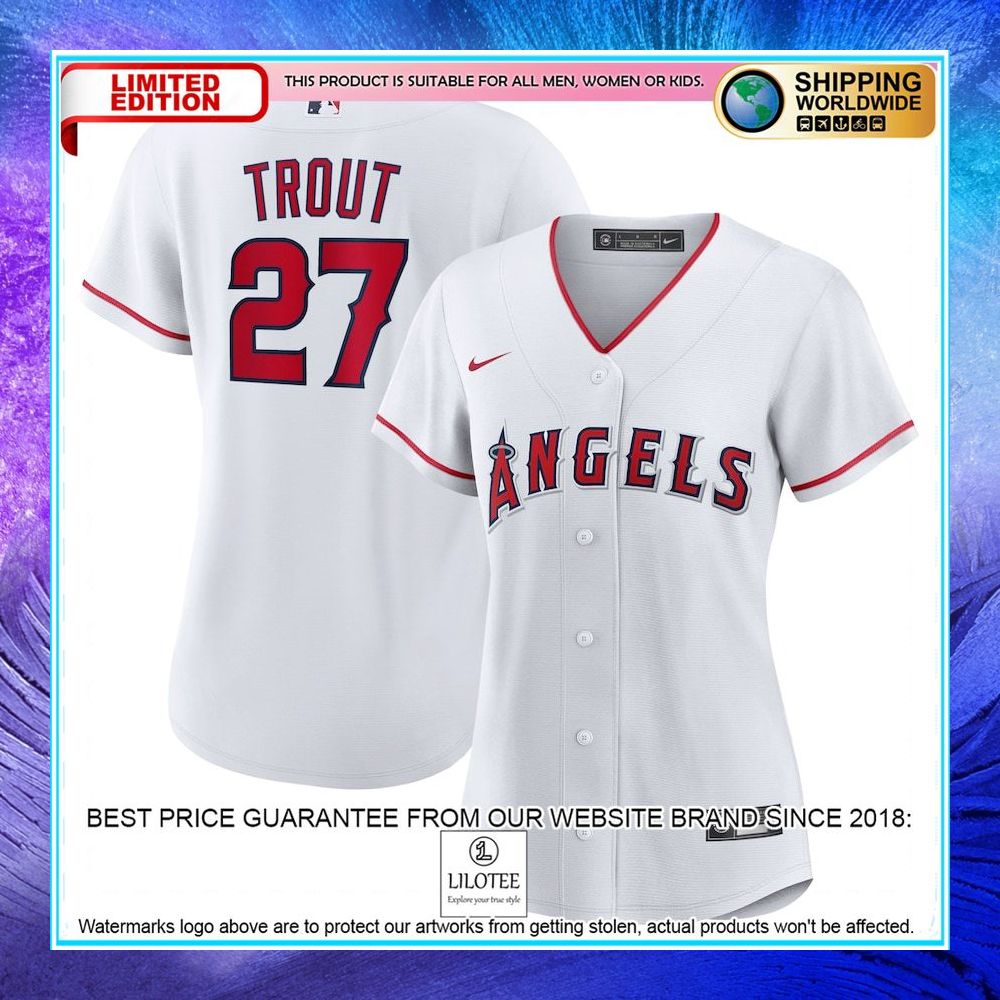 mike trout los angeles angels nike women home player white baseball jersey 1 103