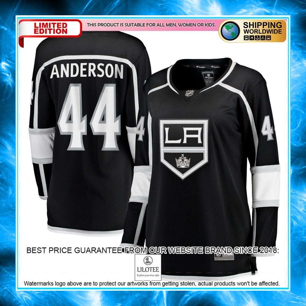 mikey anderson los angeles kings womens black hockey jersey 1 137