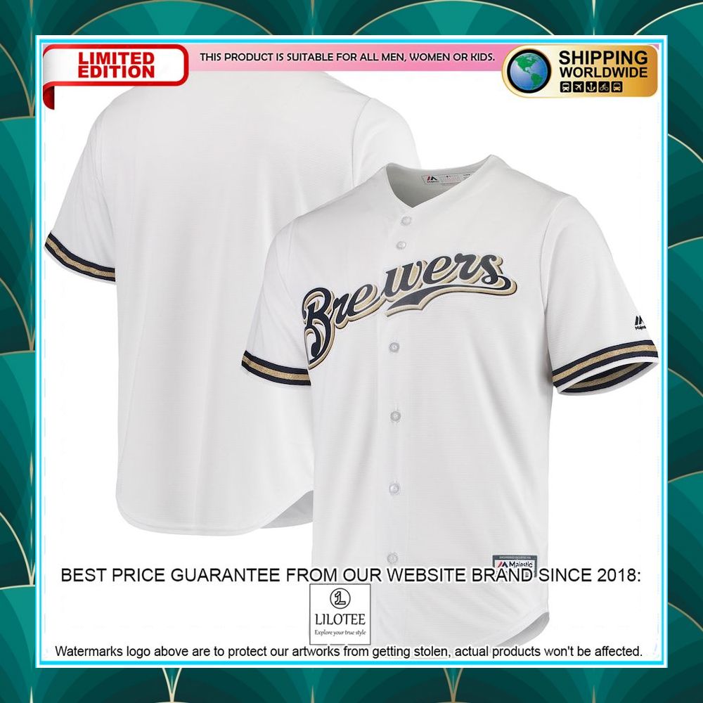 milwaukee brewers majestic team official white baseball jersey 1 126