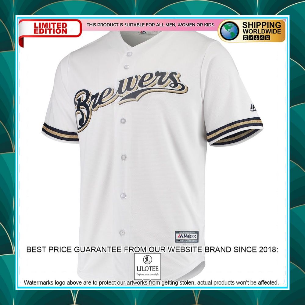 milwaukee brewers majestic team official white baseball jersey 2 980