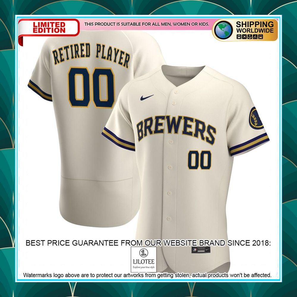 milwaukee brewers nike home pick a player retired roster cream baseball jersey 1 425