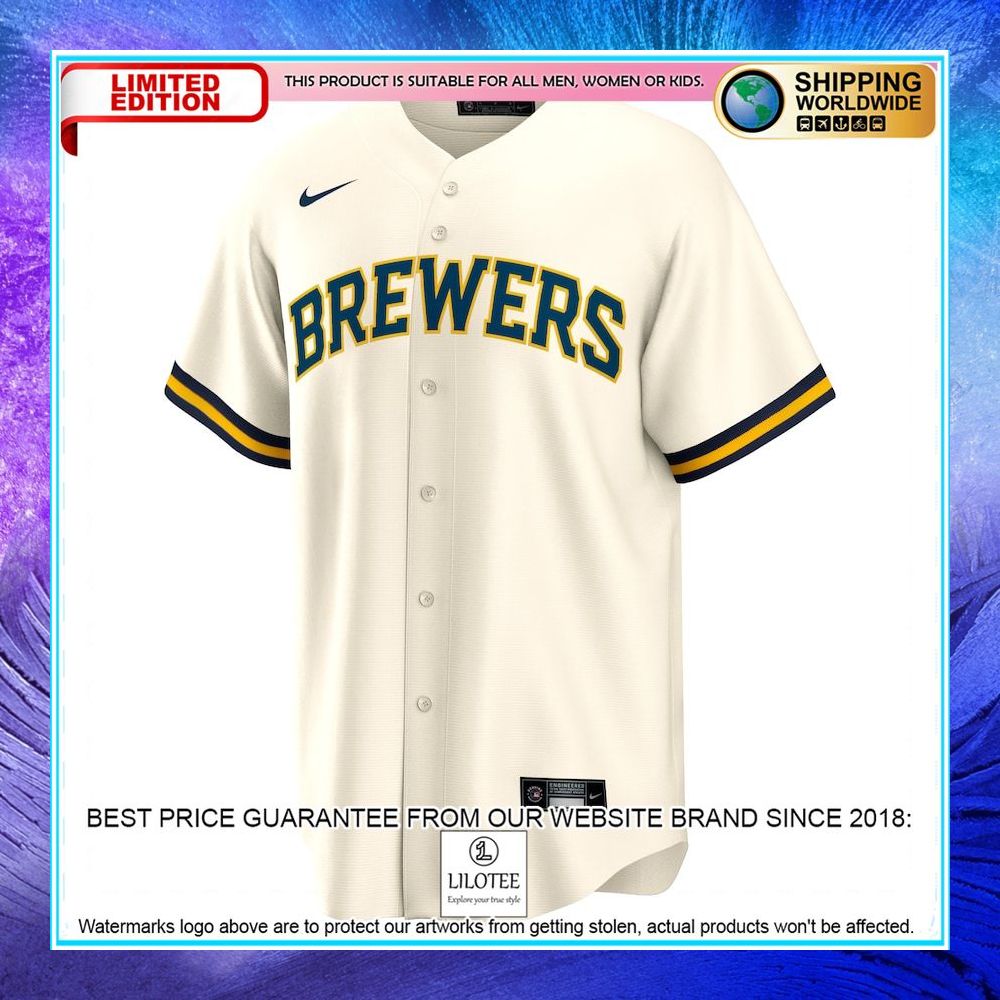 milwaukee brewers nike home team cream baseball jersey 2 83