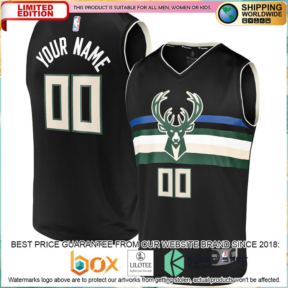 milwaukee bucks custom black basketball jersey 1 211