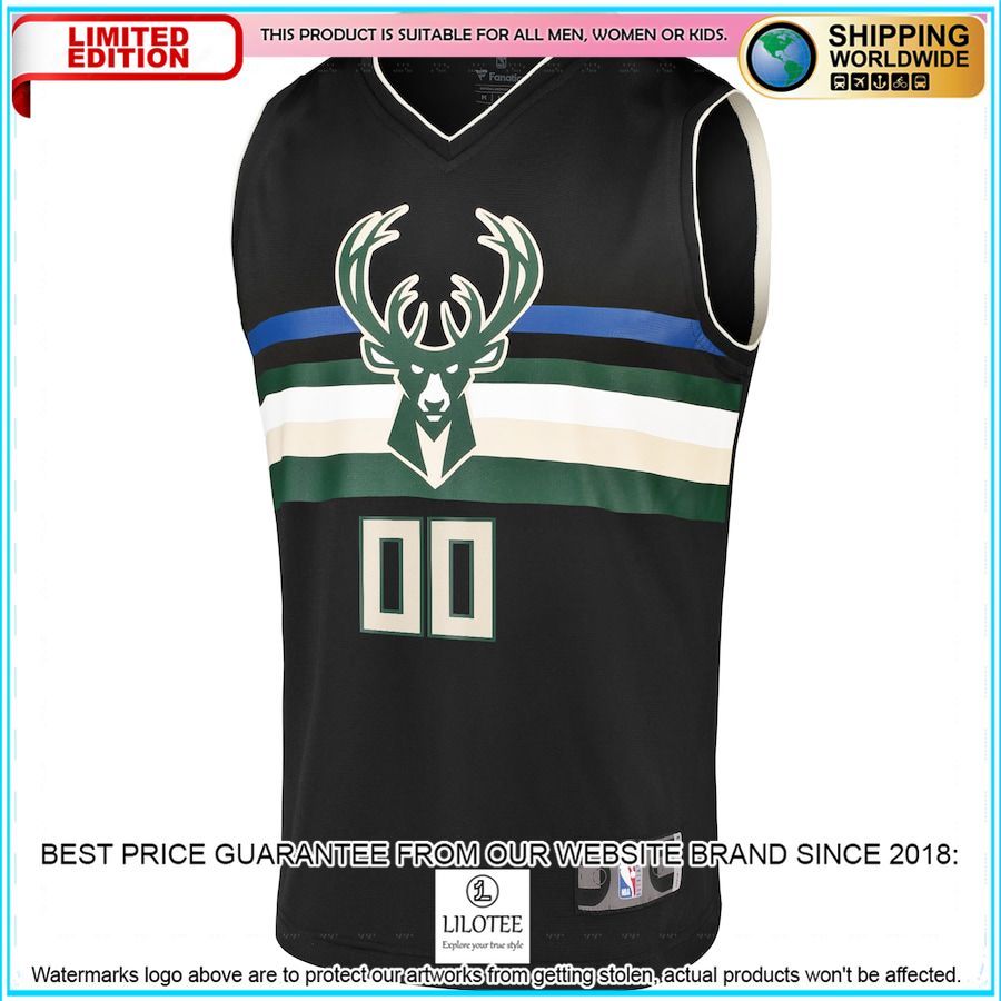 milwaukee bucks custom black basketball jersey 2 679
