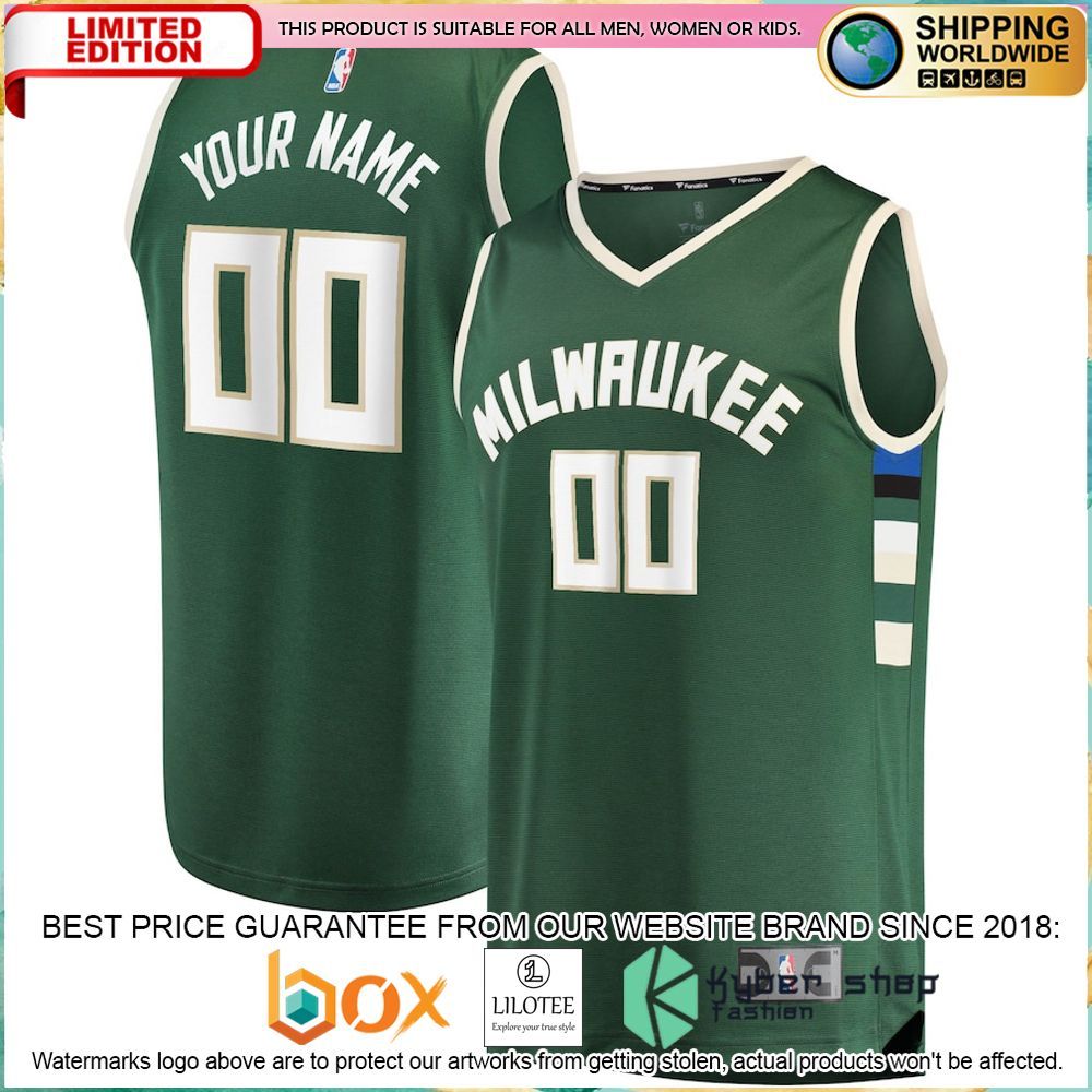 milwaukee bucks custom green basketball jersey 1 520