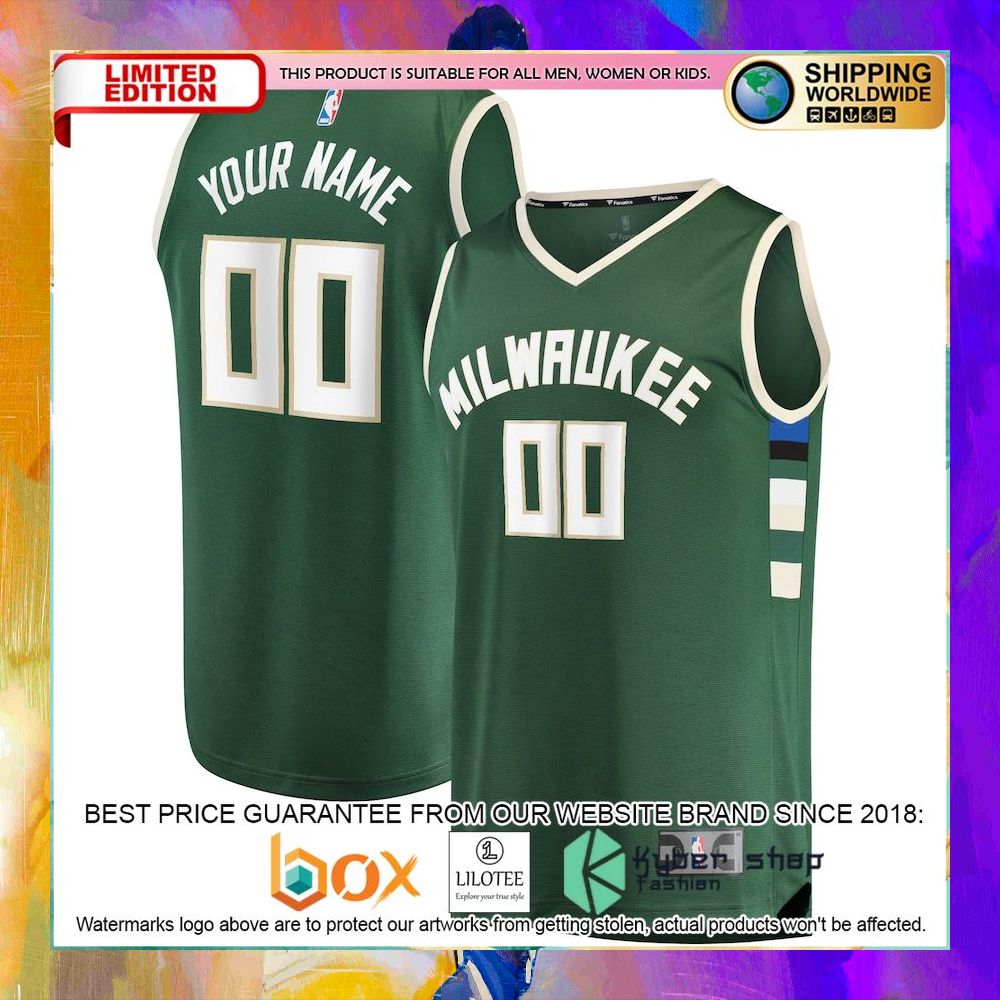 milwaukee bucks custom green basketball jersey 1 721