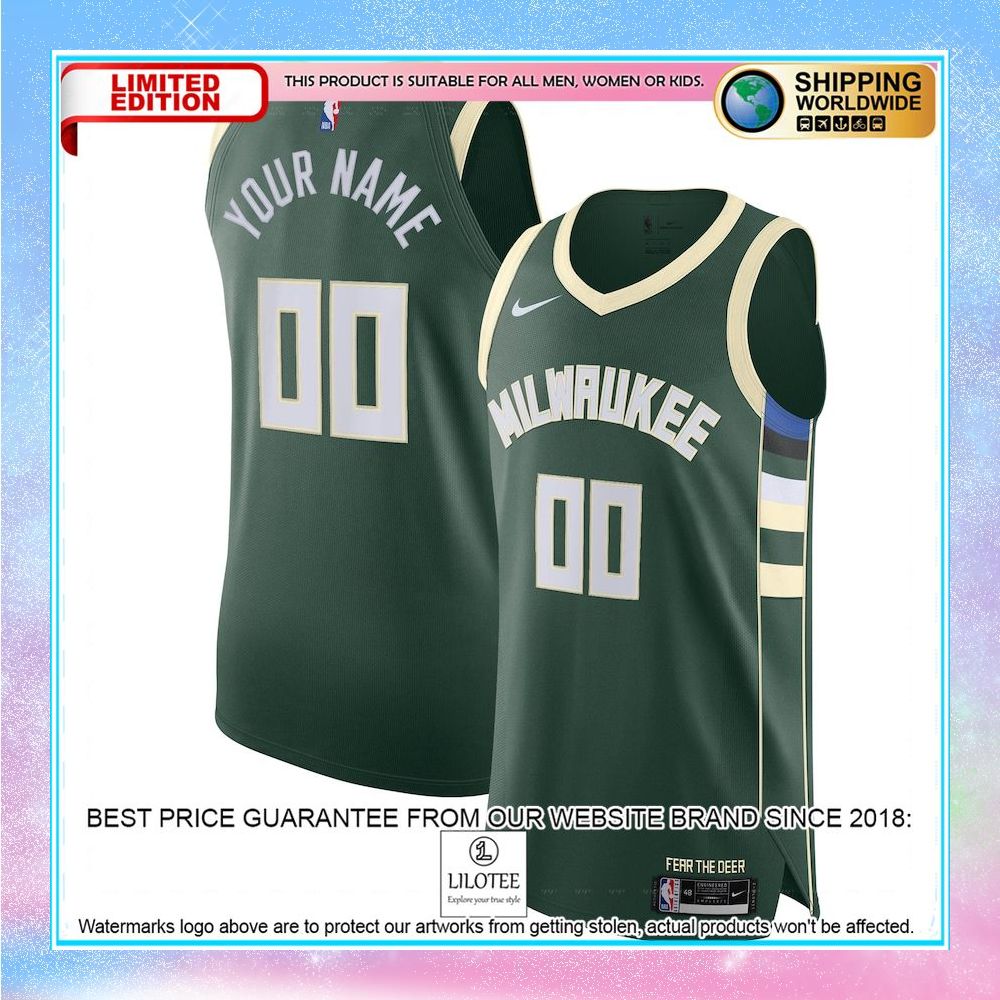 milwaukee bucks custom green basketball jersey 1 98