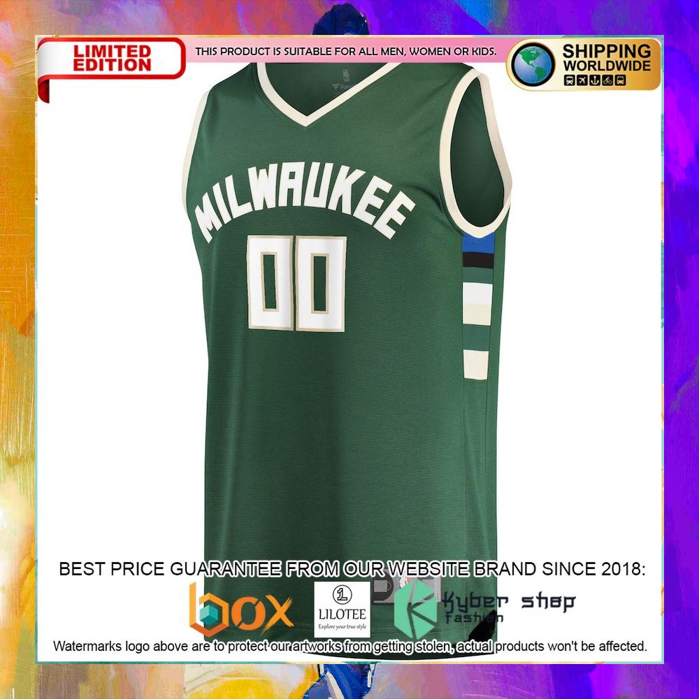 milwaukee bucks custom green basketball jersey 2 216