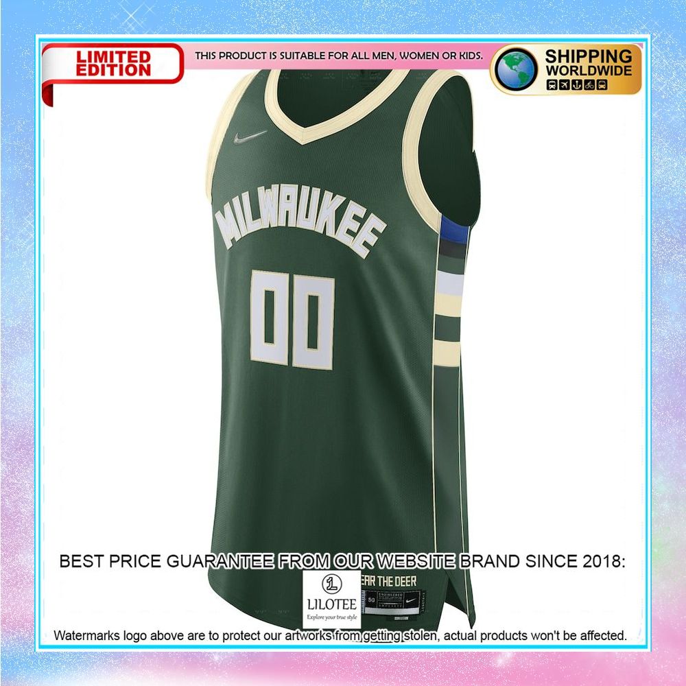 milwaukee bucks nike 2021 22 diamond custom hunter green basketball jersey 2 625