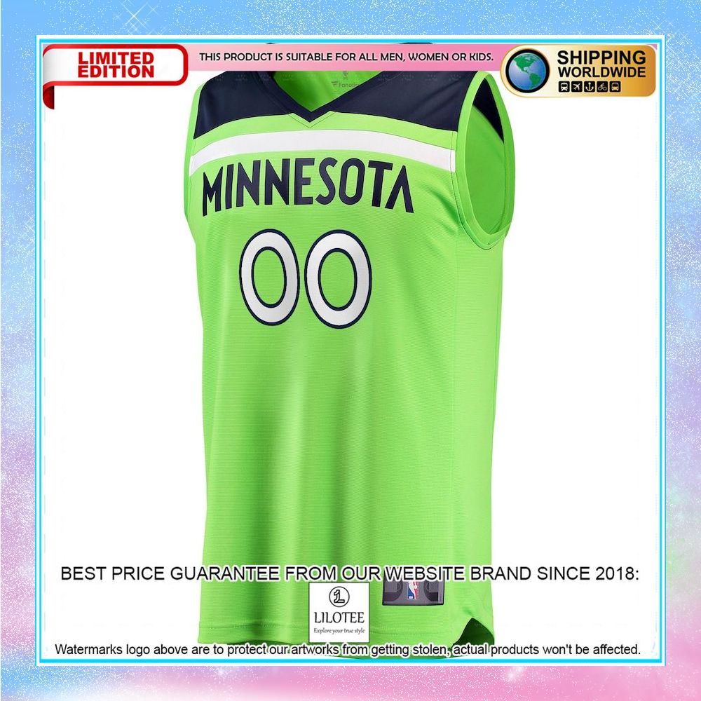 minnesota timberwolves custom neon green basketball jersey 2 619