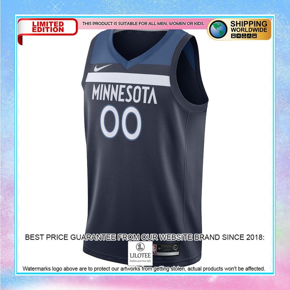 minnesota timberwolves nike custom navy basketball jersey 2 965