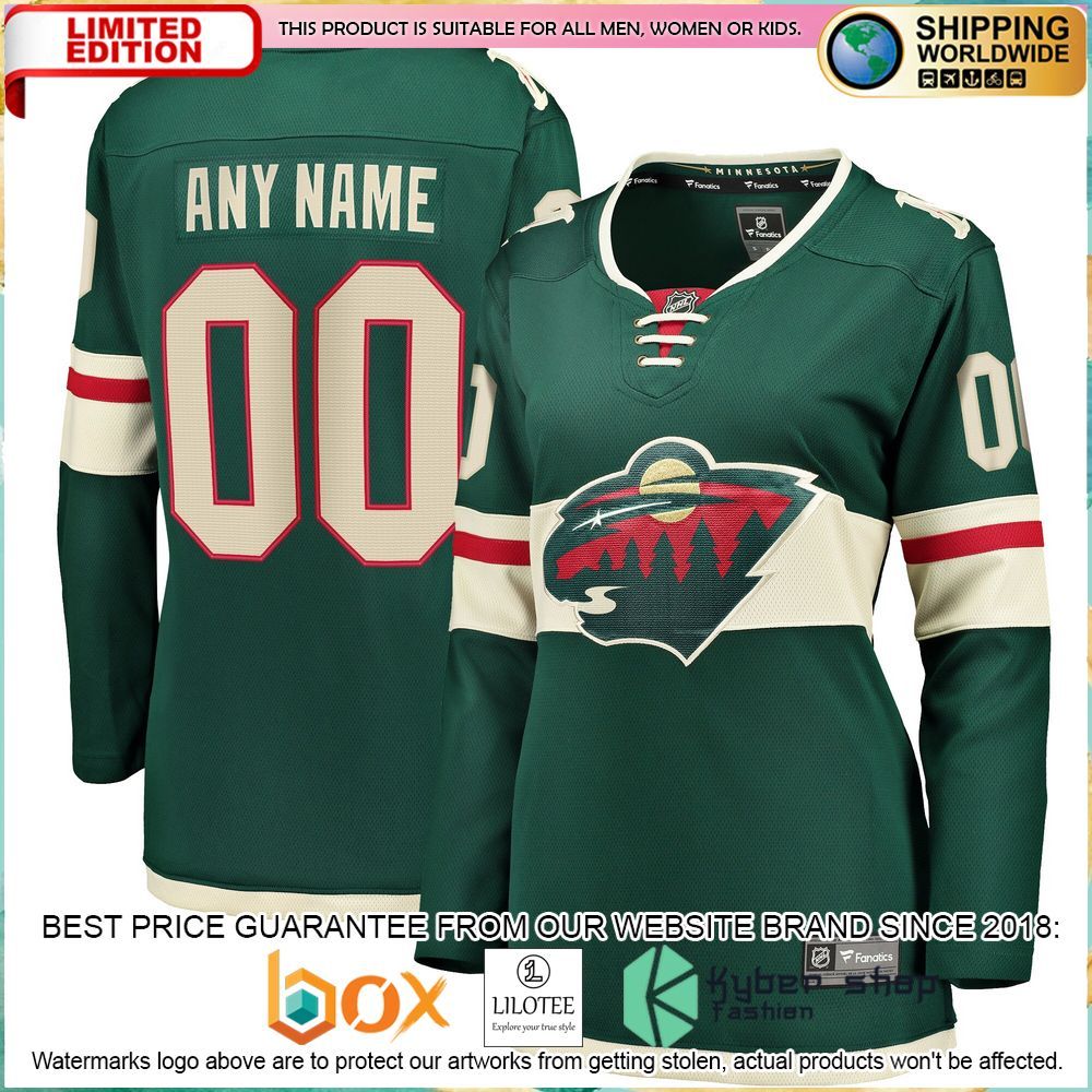 minnesota wild womens custom green hockey jersey 1 582