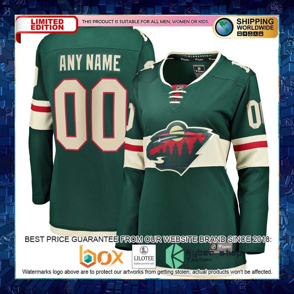 Minnesota Wild Women’s Custom Green Hockey Jersey - LIMITED EDITION 8 minnesota wild womens custom green hockey jersey 4 528