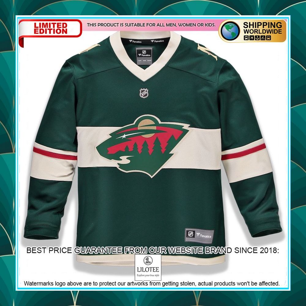 minnesota wild youth home custom green hockey jersey 2 398