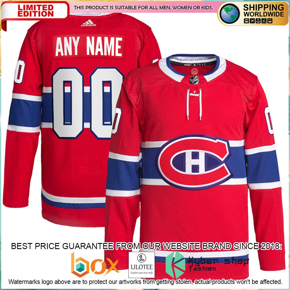 montreal canadiens adidas custom red hockey jersey 1 527