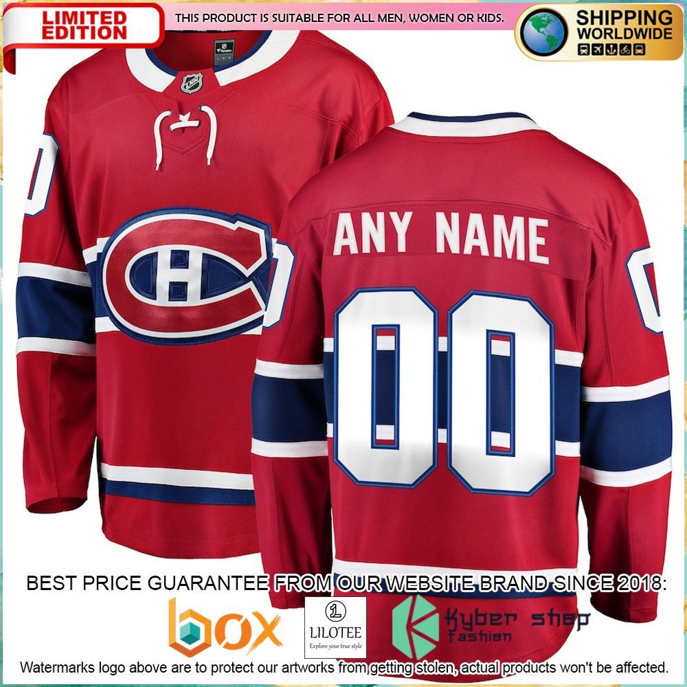 montreal canadiens fanatics branded home custom red hockey jersey 1 128