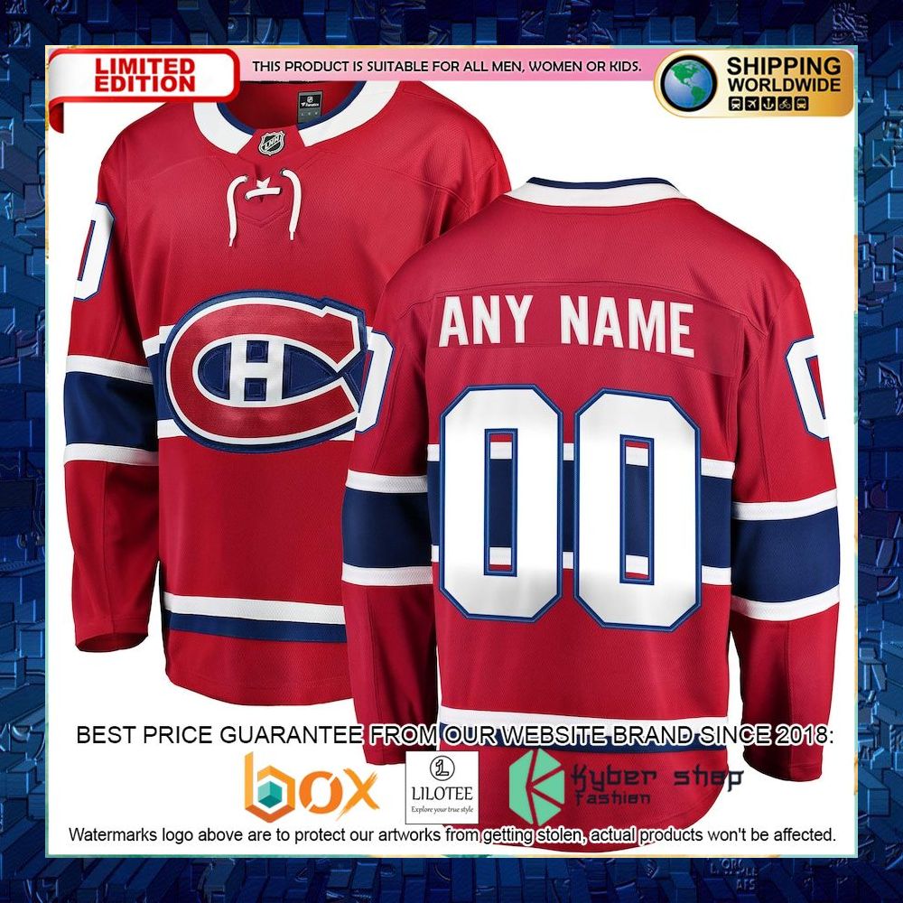 montreal canadiens fanatics branded home custom red hockey jersey 1 380