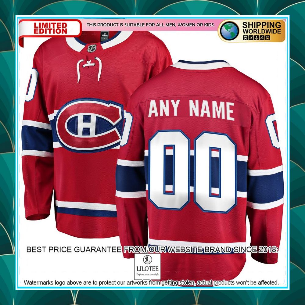 montreal canadiens home custom red hockey jersey 1 174
