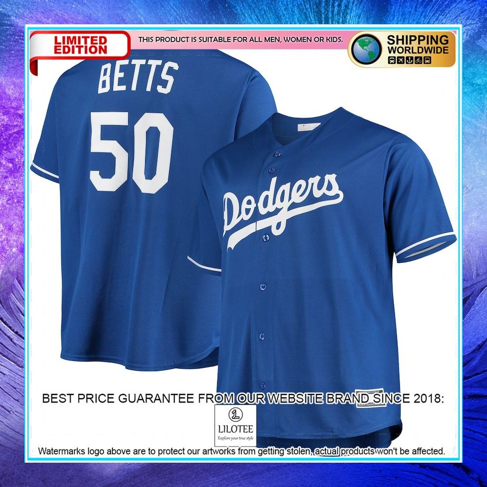 mookie betts los angeles dodgers majestic big and tall player royal baseball jersey 1 538