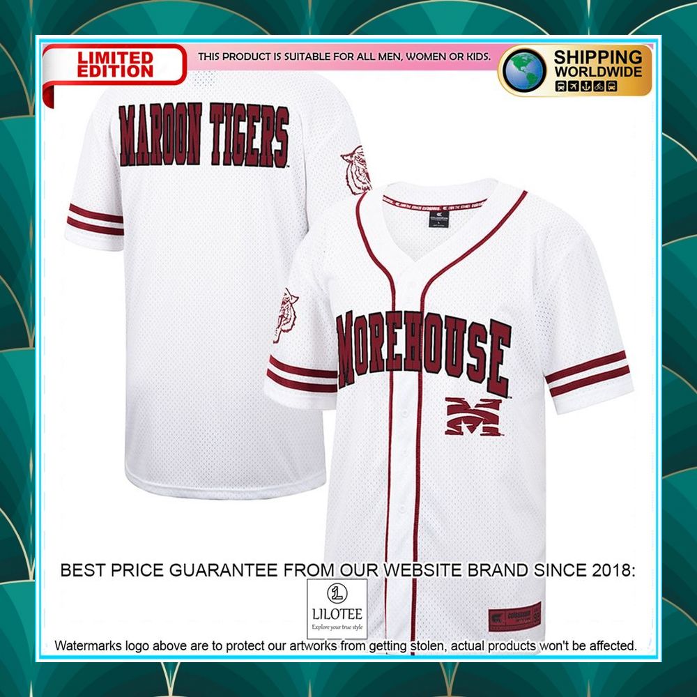 morehouse maroon tigers white maroon baseball jersey 1 823