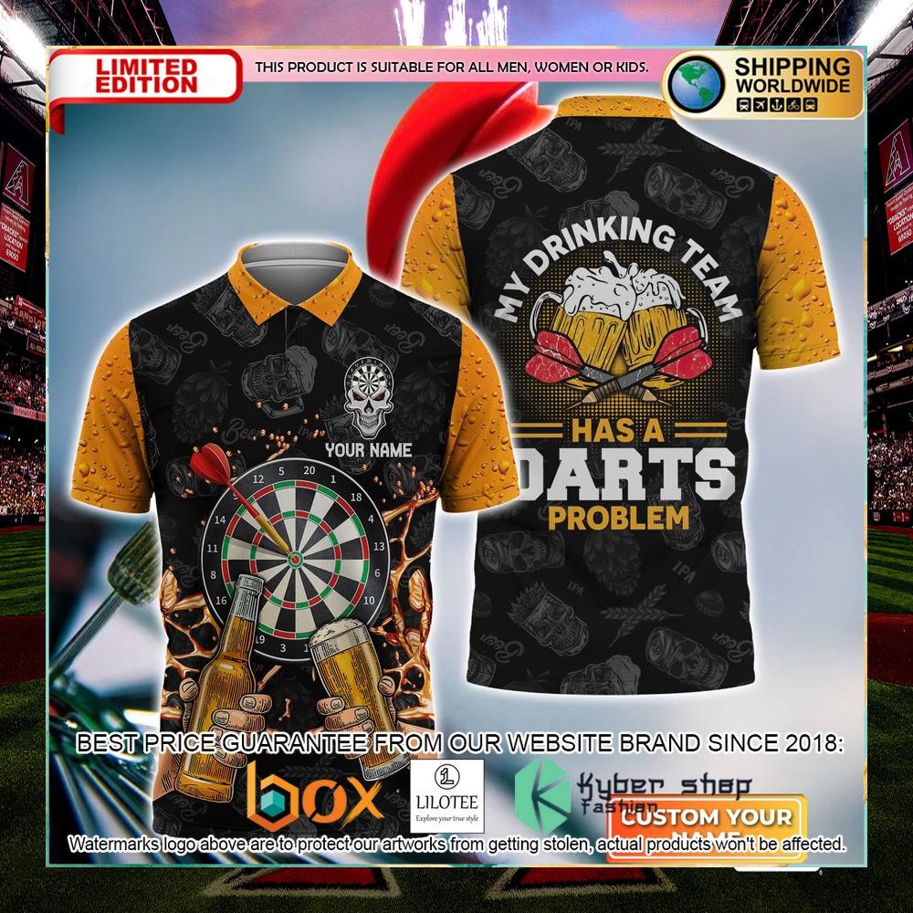 my drinking team has a darts problem your name polo shirt 1 960