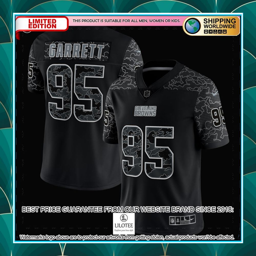 myles garrett cleveland browns rflctv black football jersey 2 585